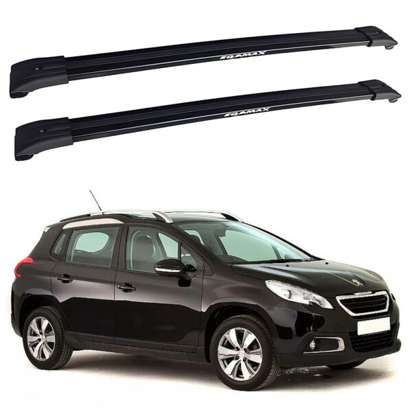 Barras De Techo Rurales Eqmax Travessa Aluminio Negro Peugeot 2008 2015+