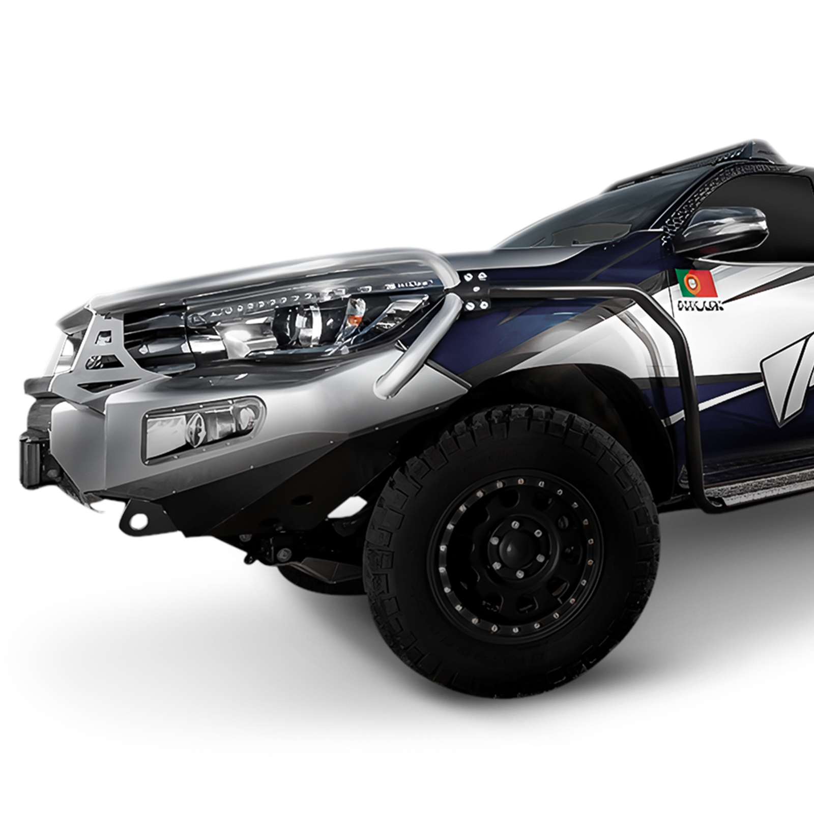 Defensa Con Bull Bar AFN Acero Carbono Cromado Toyota Hilux Vigo 2005-2015